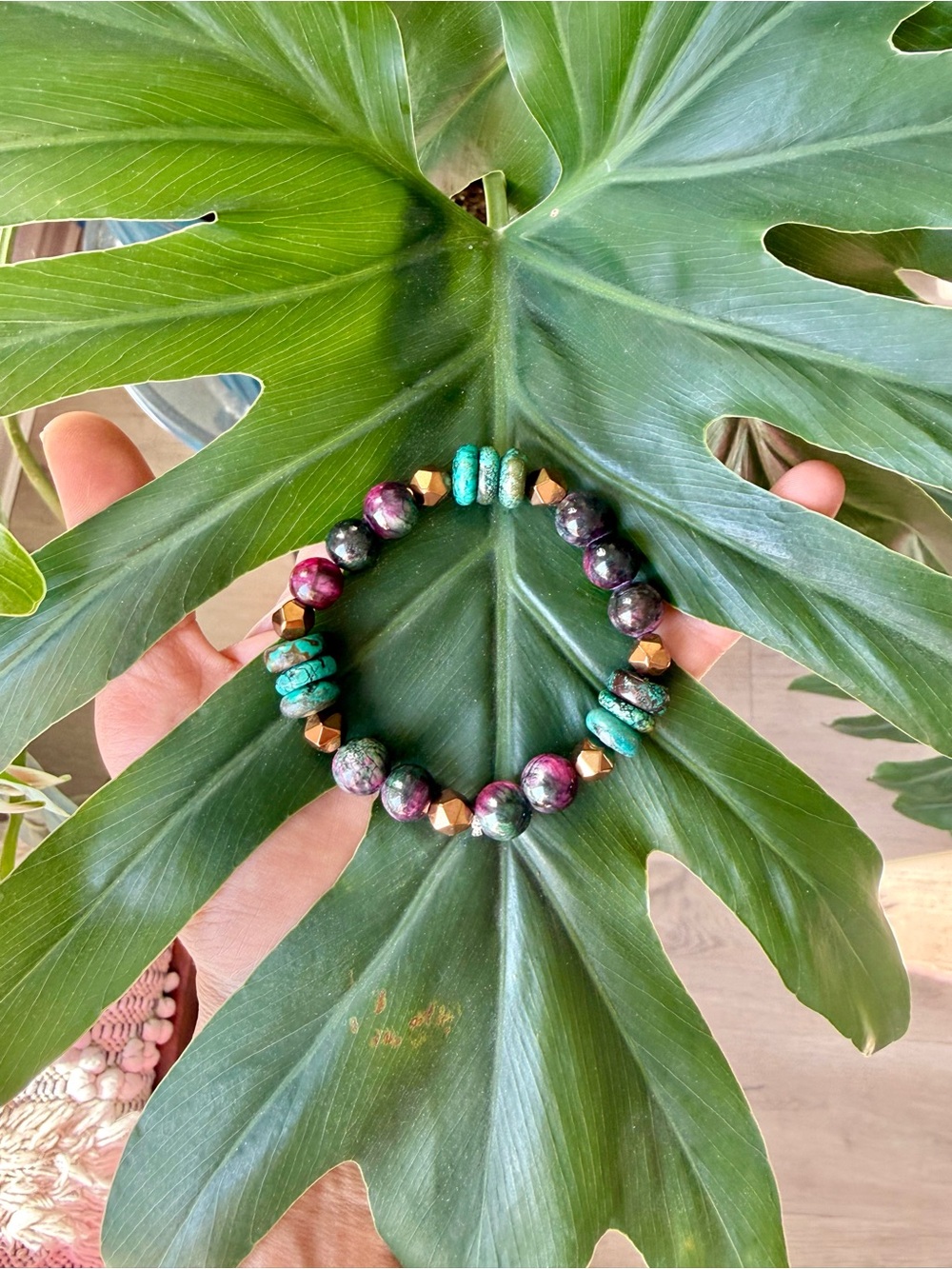 Turquoise, Hematite, Jasper bracelet (one)